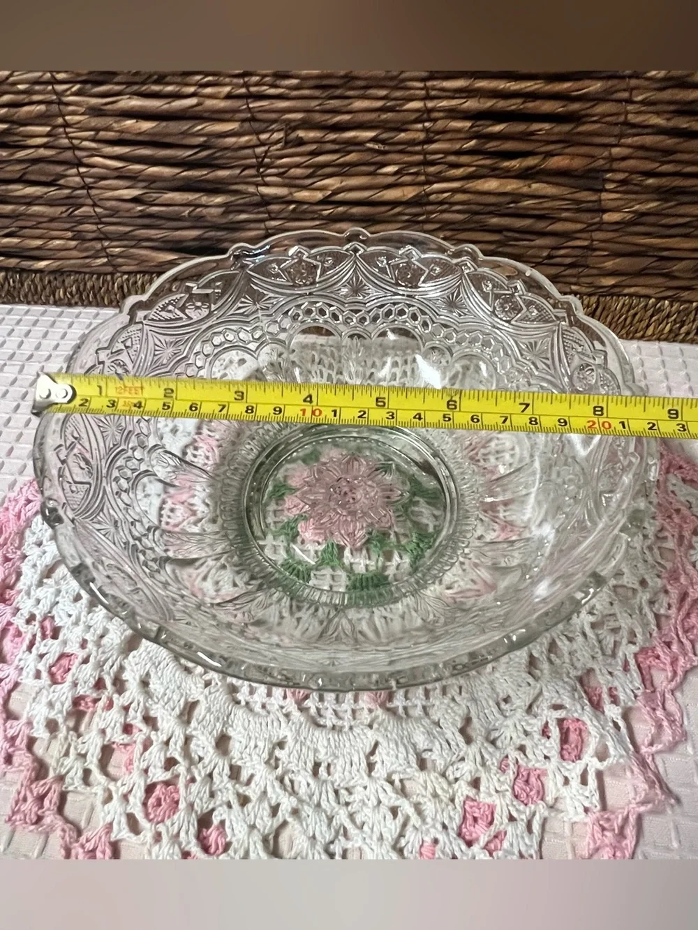 Vintage EAPG Clear Glass Fruit or Serving  Bowl Elegant Starburst Arches Pattern